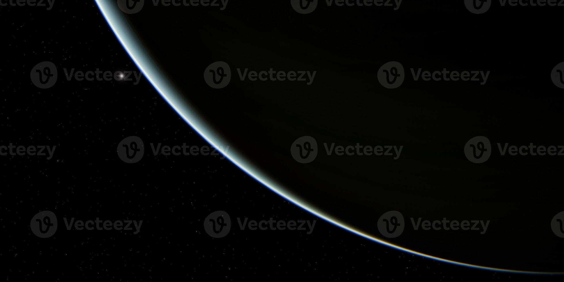 Mystical view of saturn and titan in distant space photo
