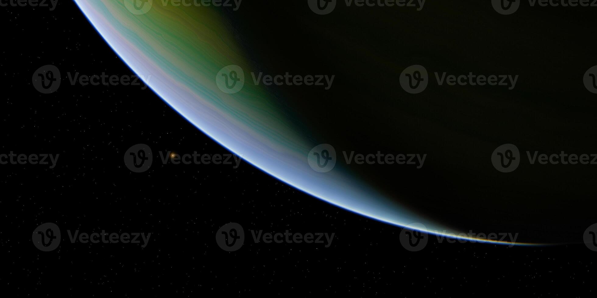 Stunning view of gas giant planet with atmospheric gradient and distant star photo