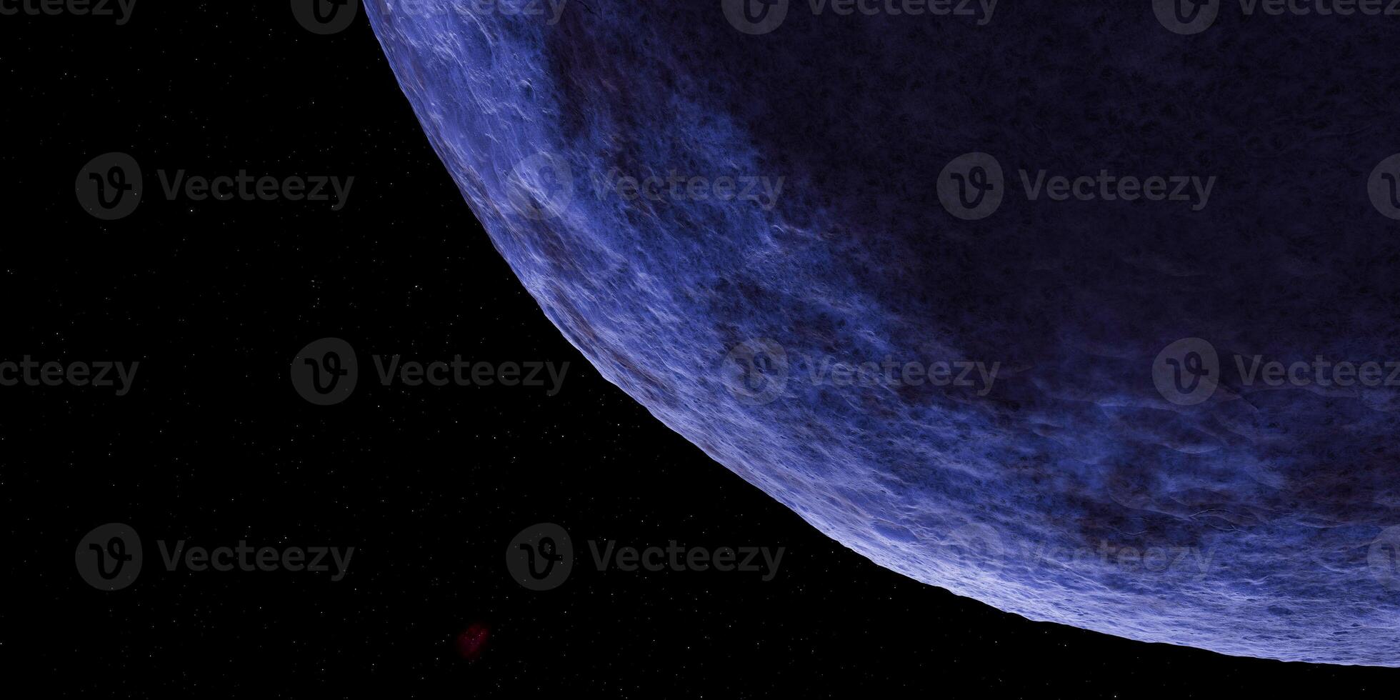 Distant planet in deep space with starry background photo