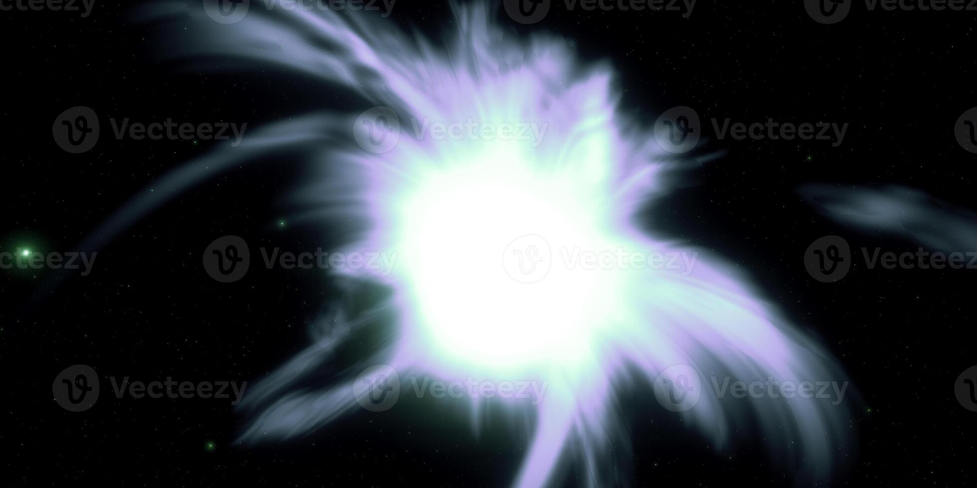 Ethereal cosmic explosion illuminates deep space with mystical light patterns photo