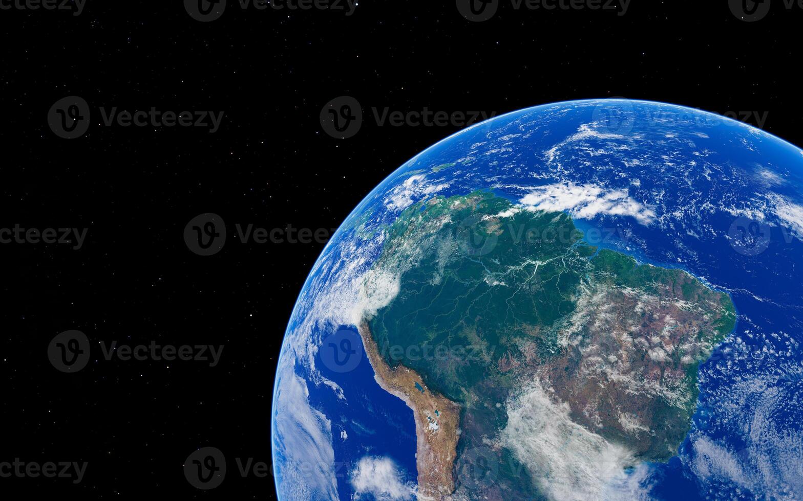 Earth from space stunning view of south america against the starry cosmos photo
