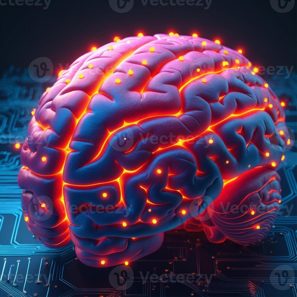 The brain is glowing in the dark photo