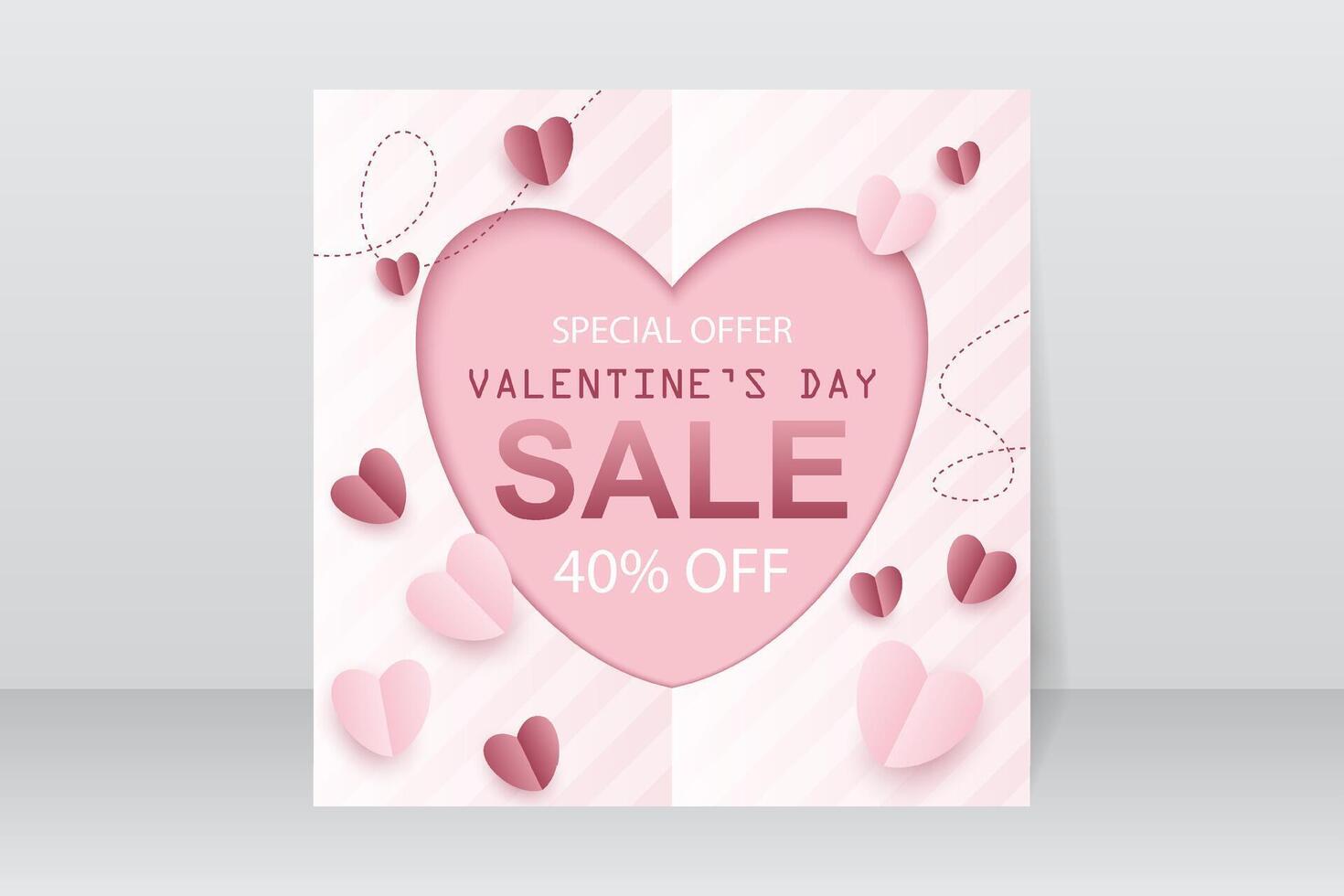 Beautiful Valentine's Day sale background in paper cut style vector