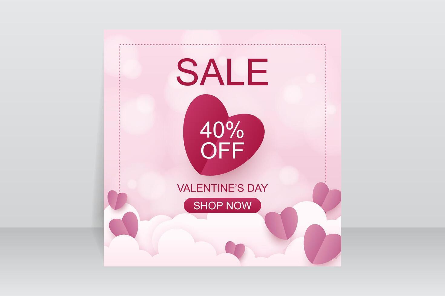 Valentine's Day sale background in paper cut style vector