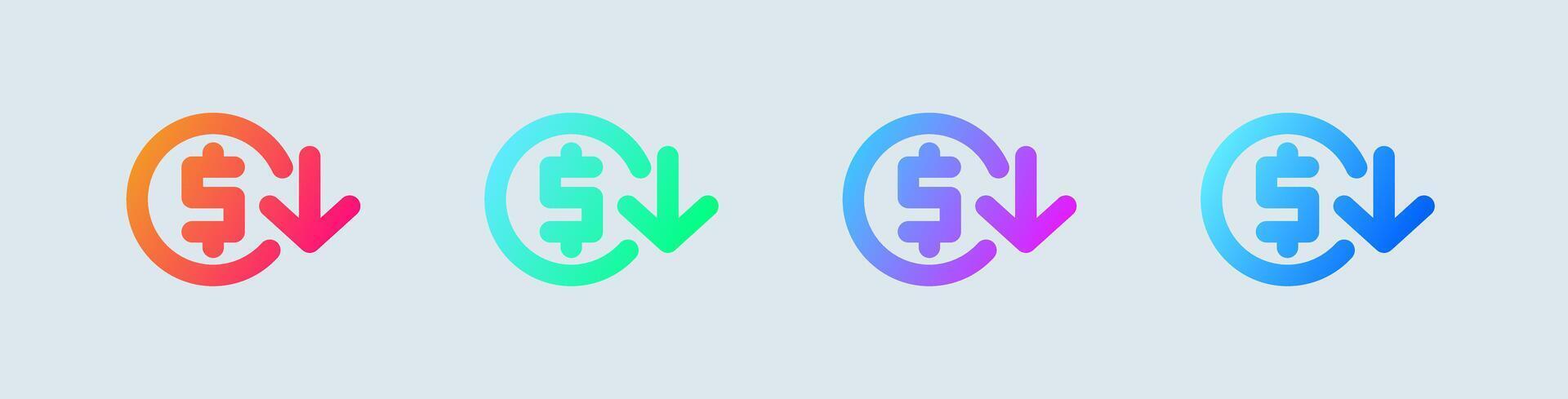Four different colored icons of a dollar sign vector