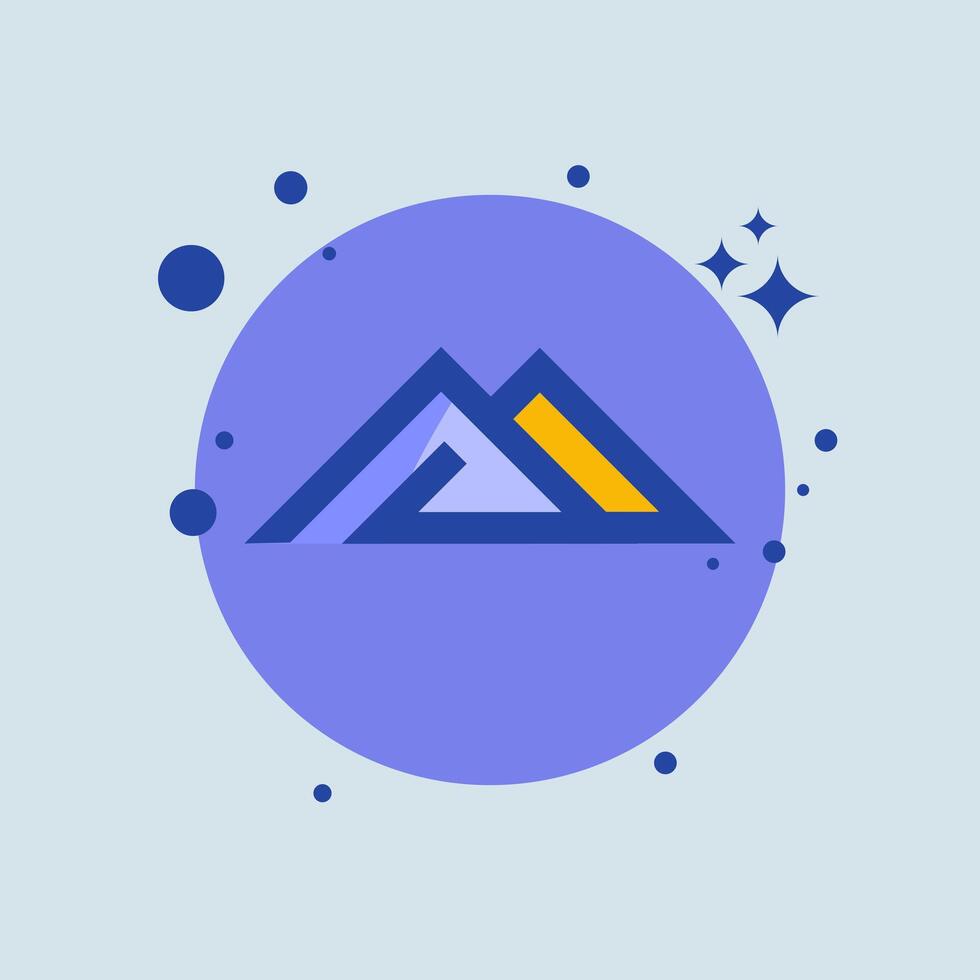 A blue mountain with yellow and blue stars vector