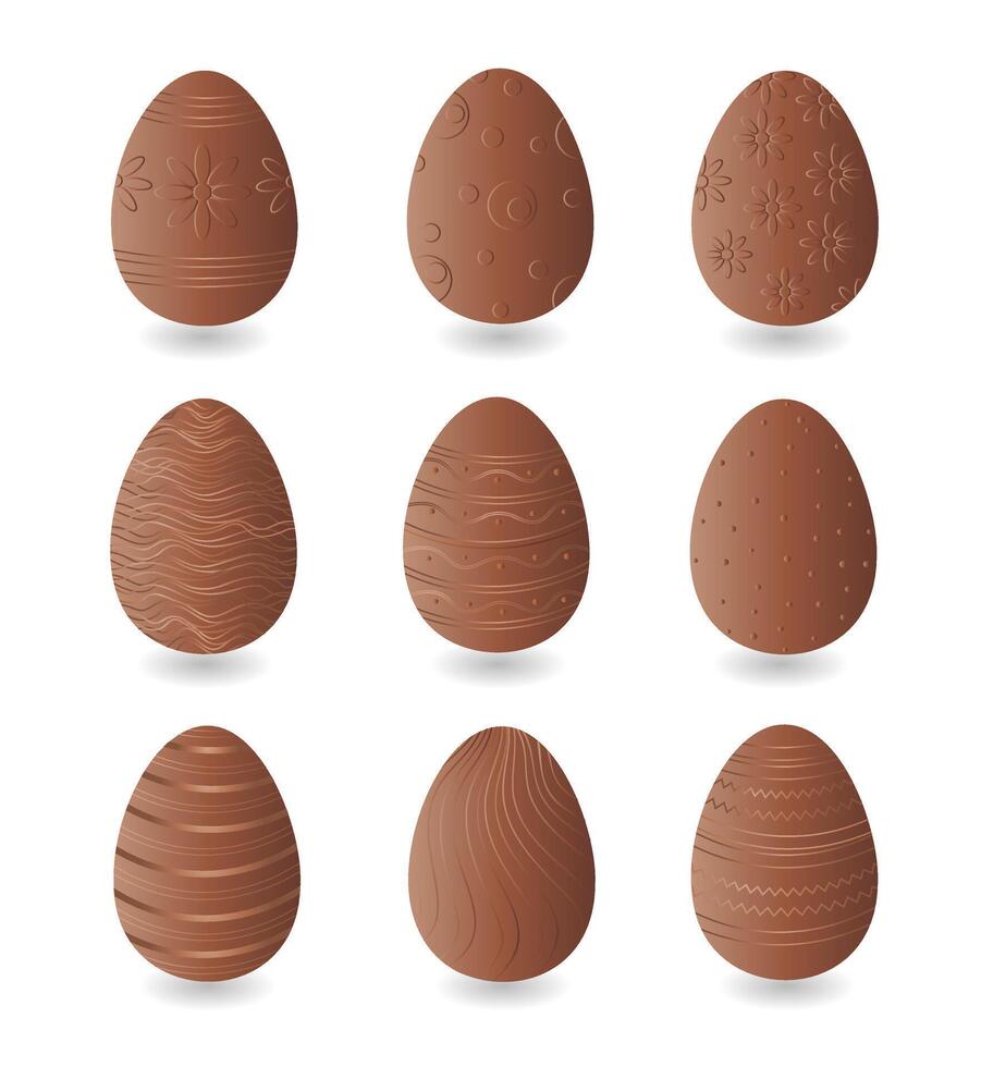 Set of chocolate Easter eggs vector