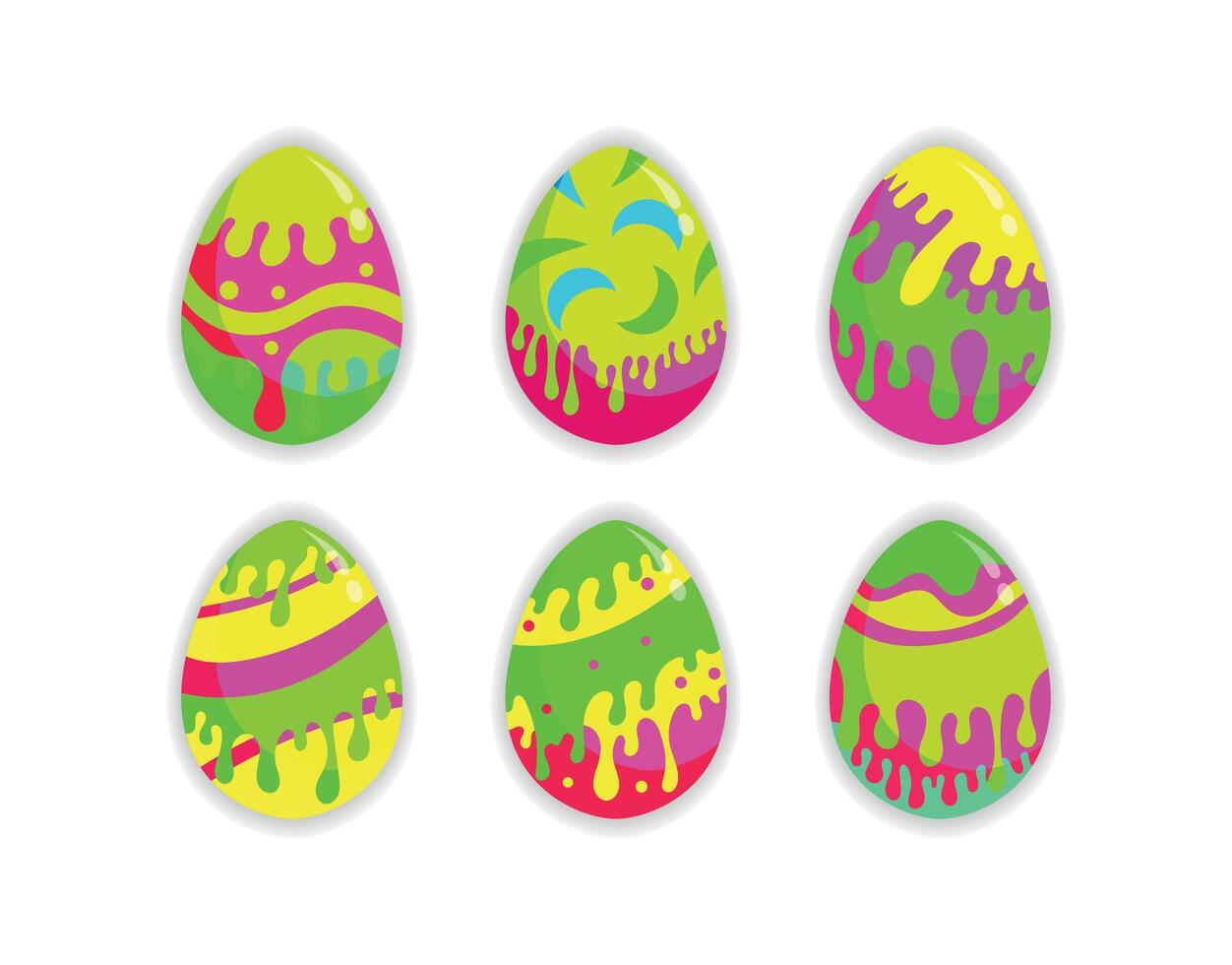 Neon Dripping Easter Egg Set vector
