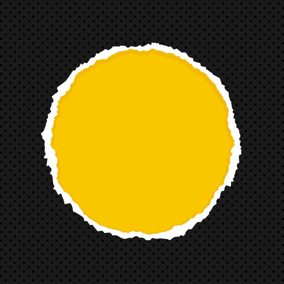 Pop art style background decorated with cut and torn paper and polka dot. Black and yellow retro design template vector