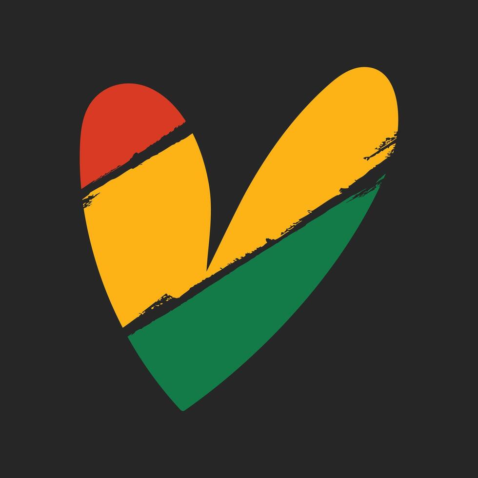 Black history month. African American History. Red, yellow and green painted heart vector