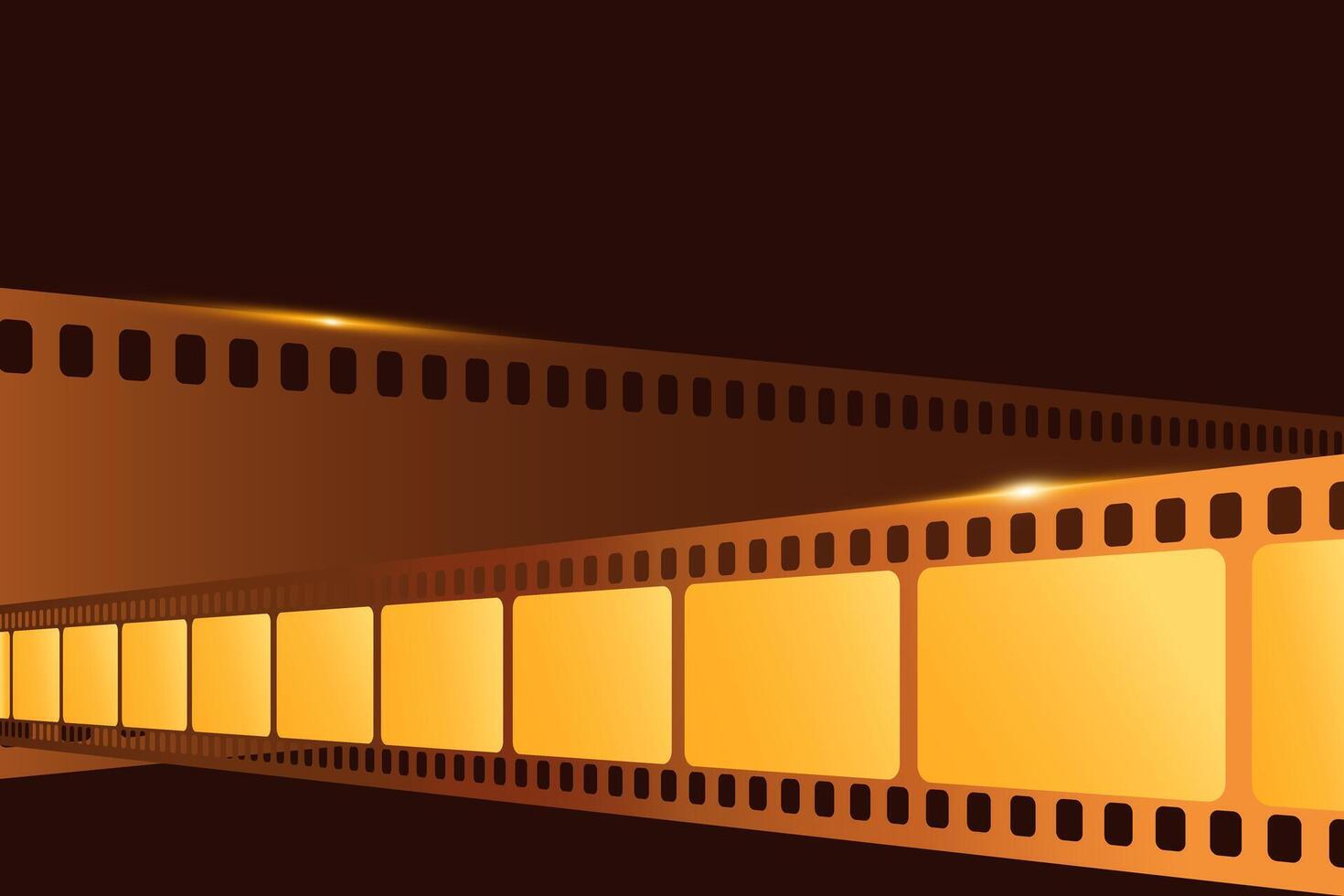 Film frame background with shiny crossed film strips. Movie film concept vector
