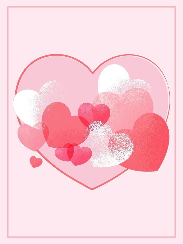 Valentines Day greeting card with textured heart balloons vector