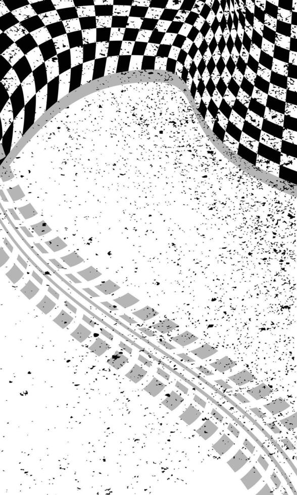 Blank background black and white checkered racing flag grunge style vector