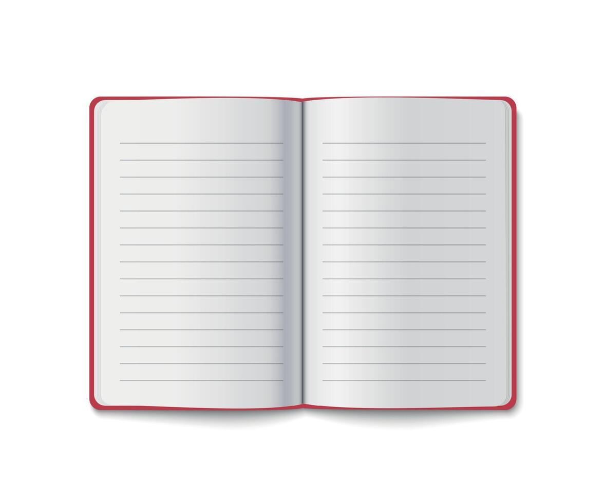 Open Lined Notebook with Red Cover vector