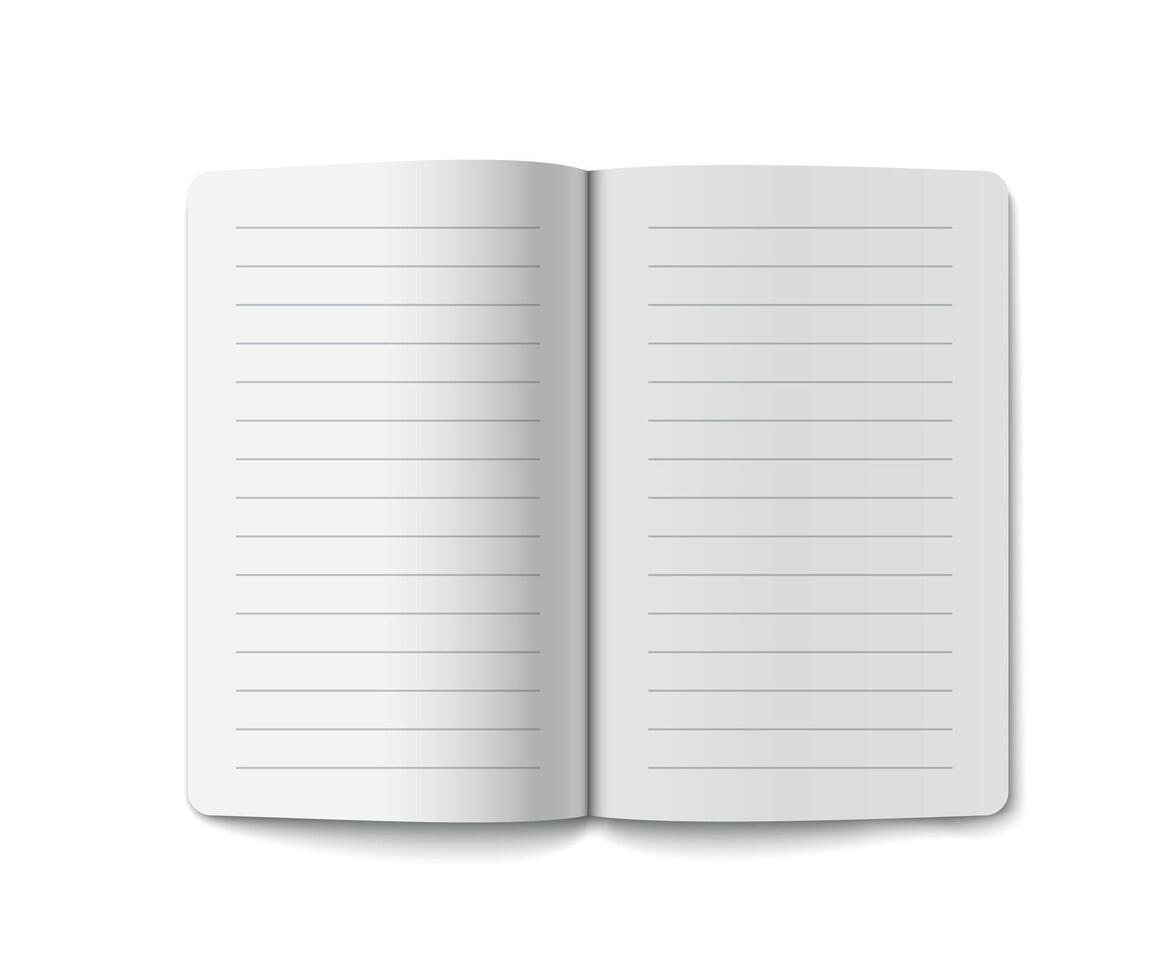 Open Lined Notebook with Blank White Pages vector