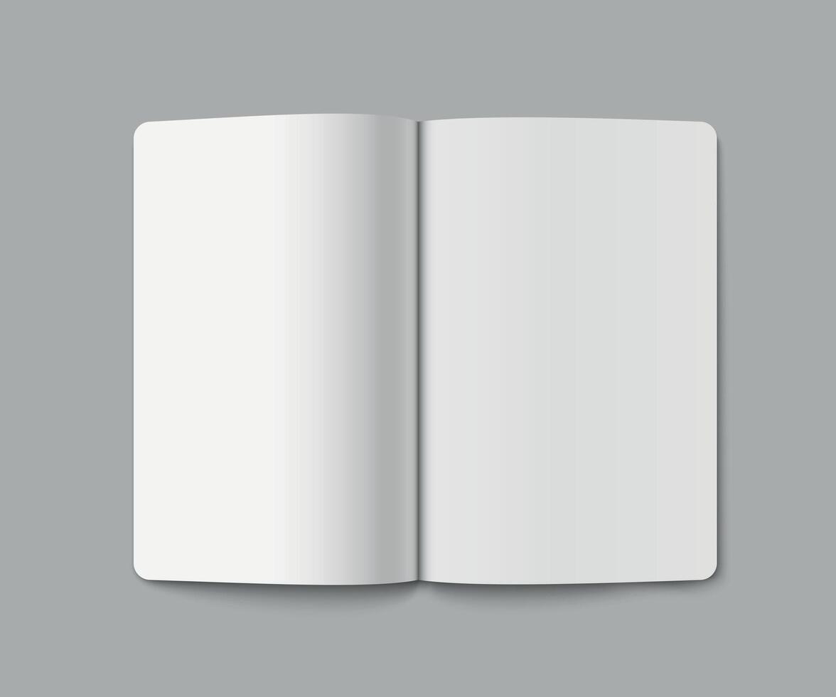 Open Blank Notebook on Gray Background vector