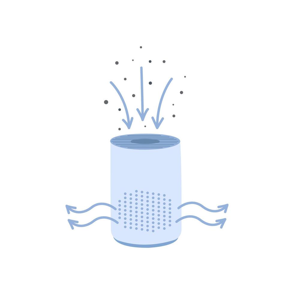 air pollution with dust PM2.5 concept. air purifier vector