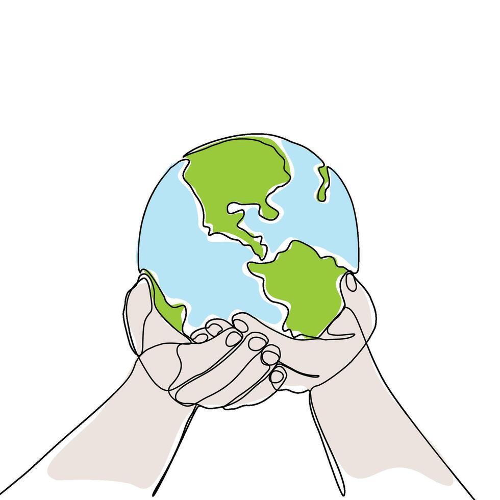 Hands holding the earth vector