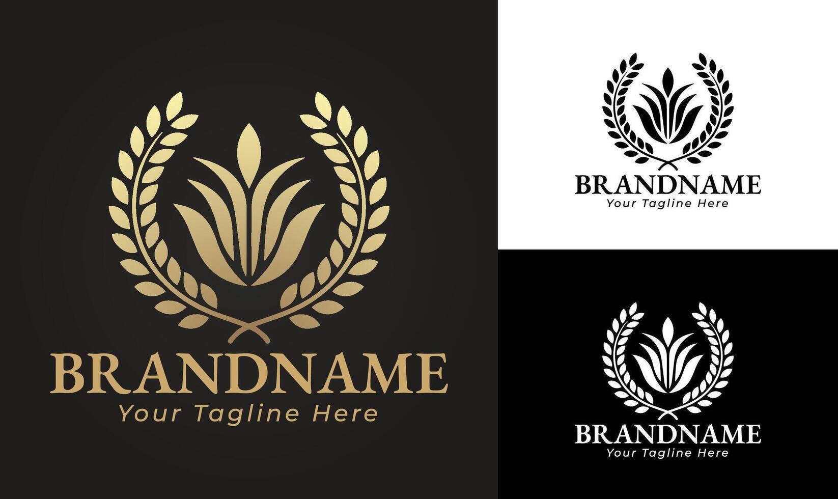 Elegant Floral Crest Logo Design Template for Luxury, Agriculture, and Wellness Brands vector