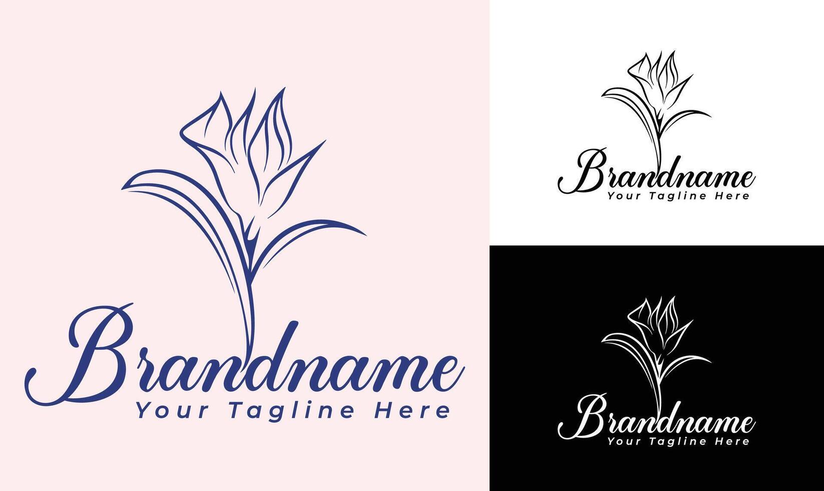 Elegant Hand-Drawn Flower Logo Design Template for Boutique, Wedding, and Beauty Brands vector