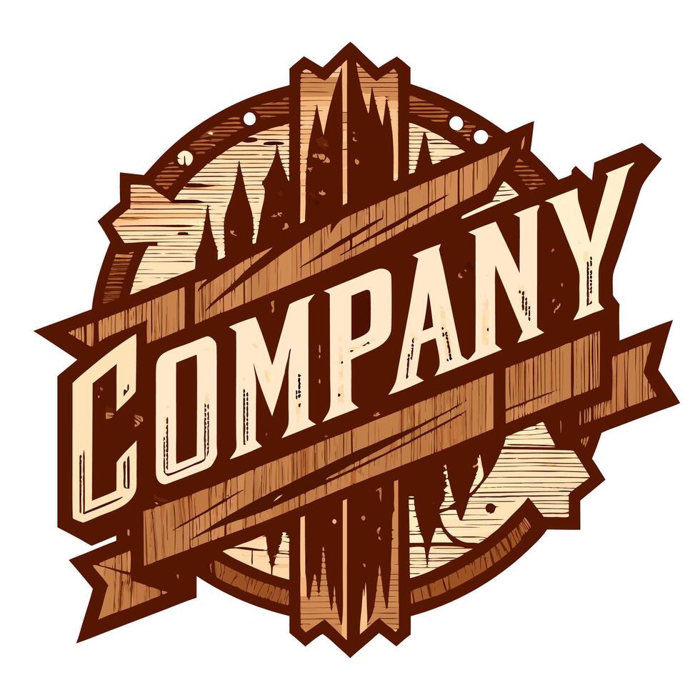 Vintage Wood Company Badge with Text and Decorative Border for Business Purposes vector