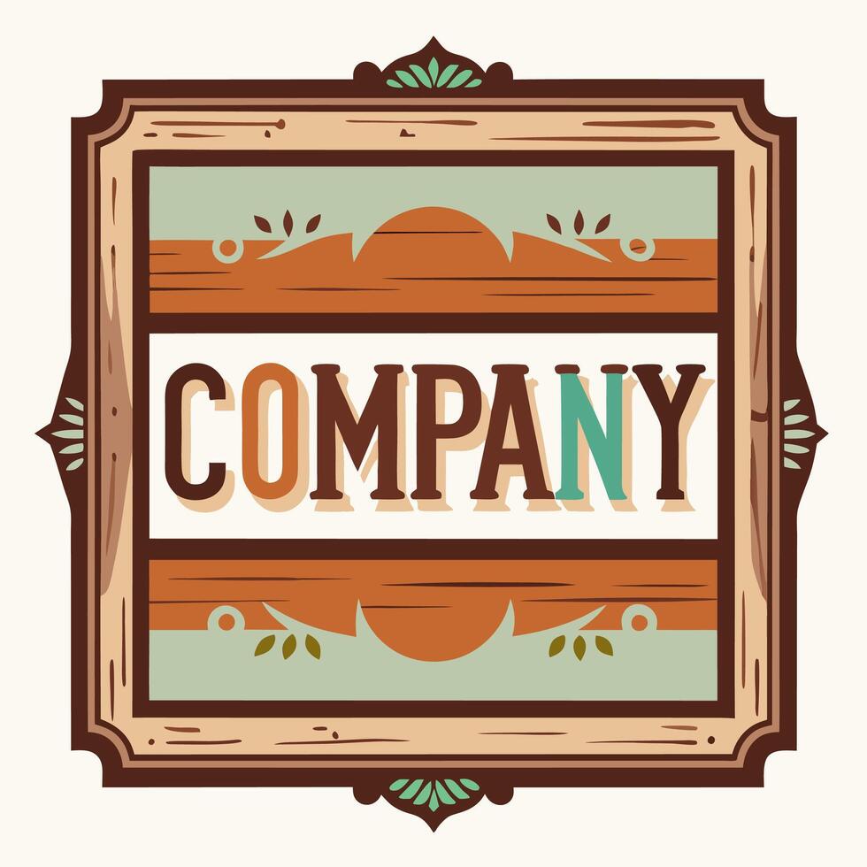 Vintage Style Company Sign Design in Wooden Frame for Business Branding Purposes vector