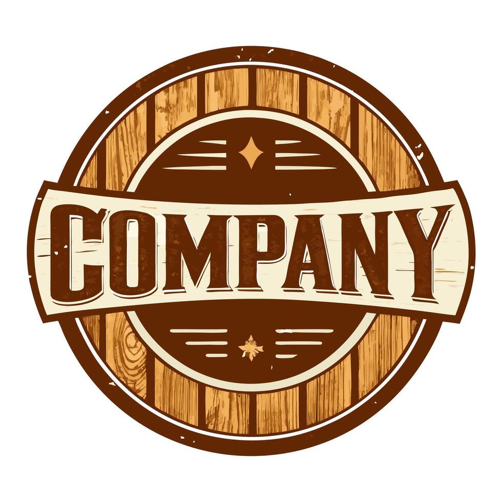 Wooden Barrel Sign with Company Text for Business Marketing and Advertising Purposes vector