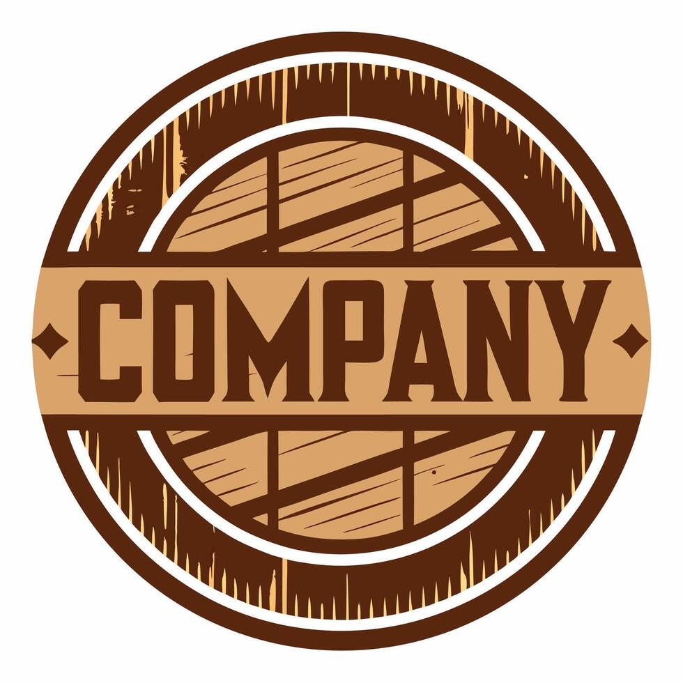Rustic vintage style wood barrel logo design for company branding or business purposes vector