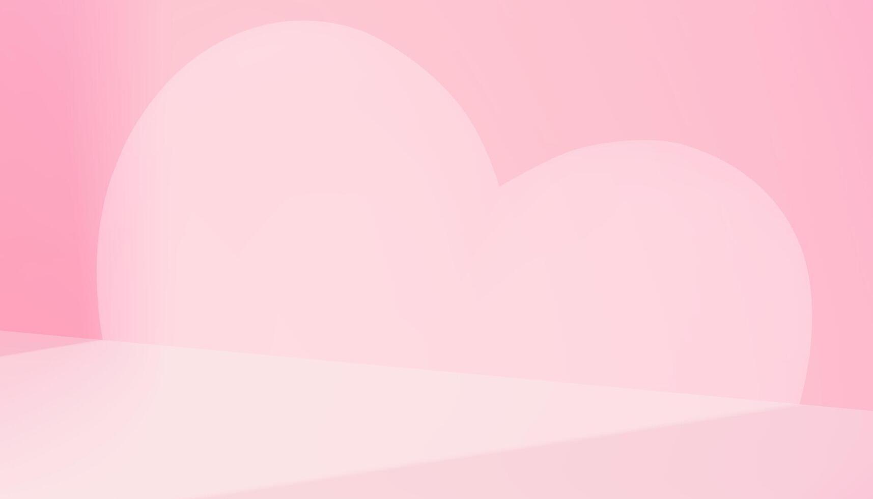 Pink background,Love heart shape on wall studio room with spotlights, abstract shadow on podium for Valentines product presentation vector