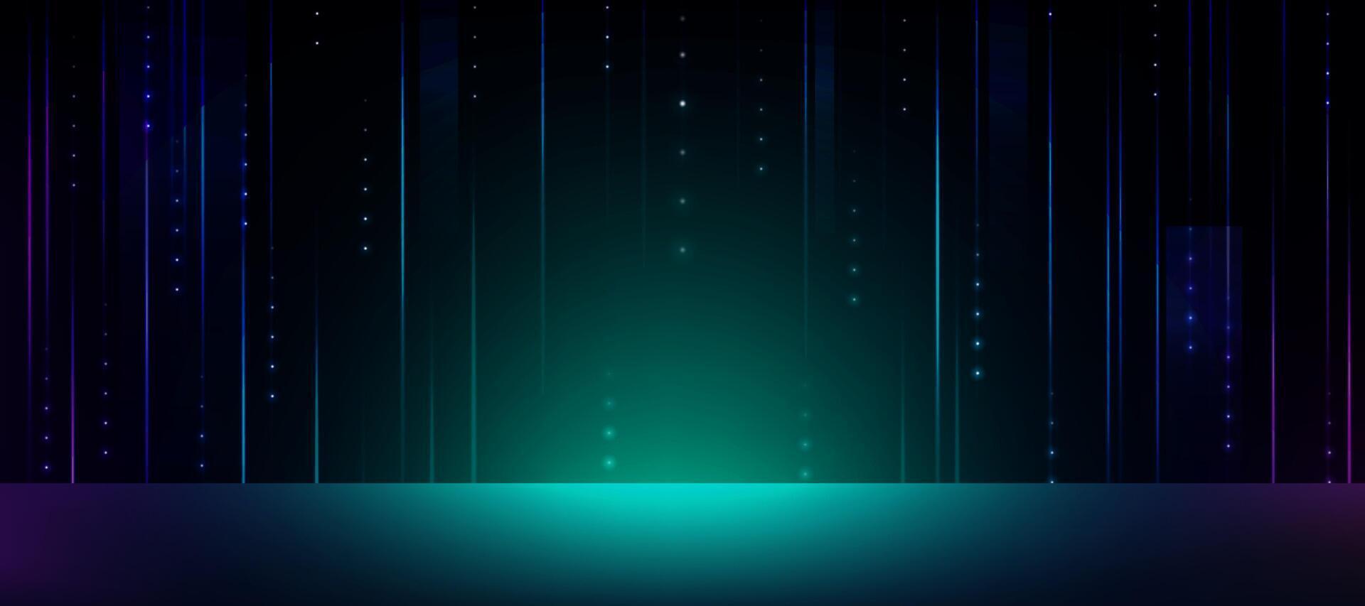 Technology background,Big data futuristic,hi tech light line neon light on green,dark blue wall, Studio Background digital innovation system,cyberspace,internet, information,future connectio vector