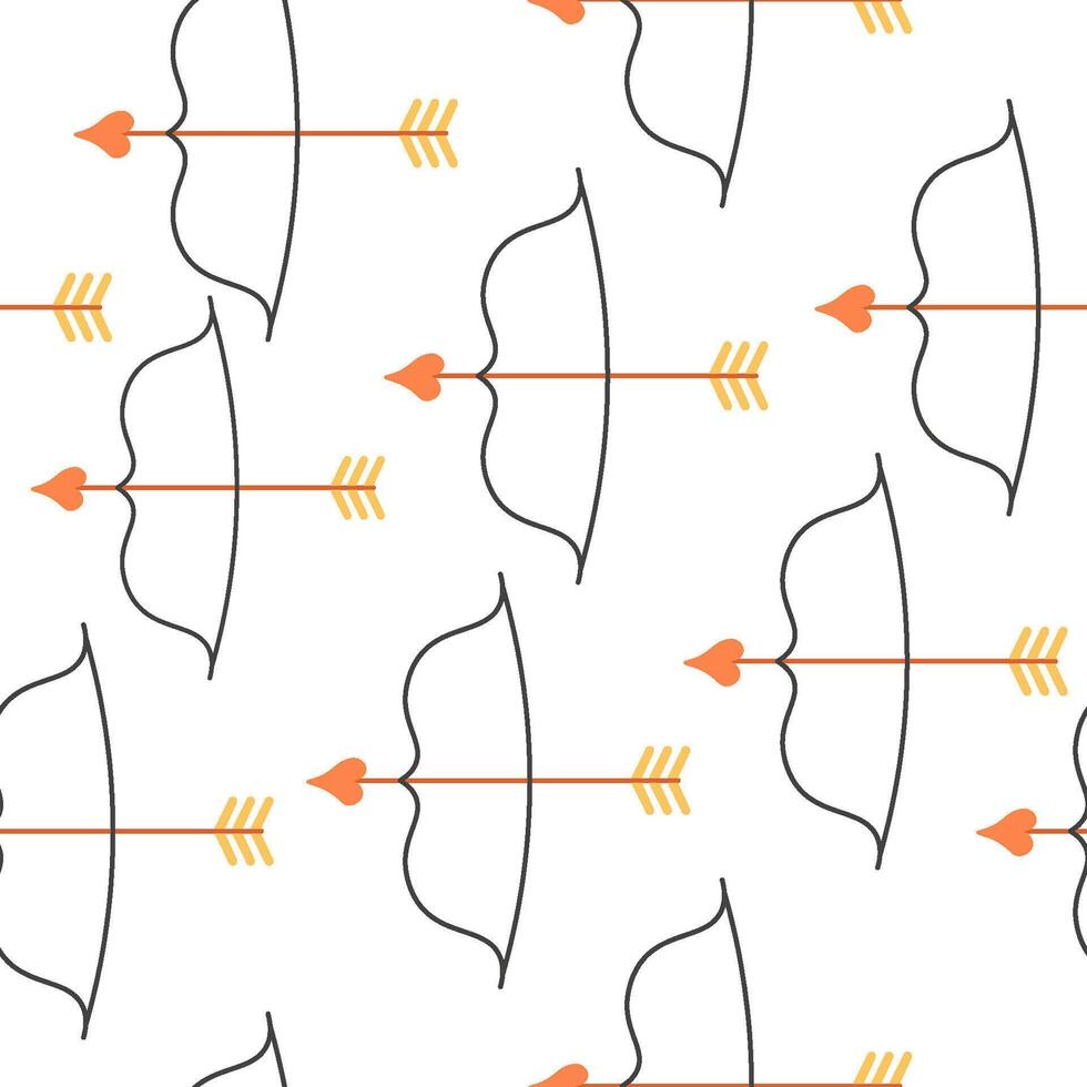 seamless pattern with bow and arrow in doodle style vector