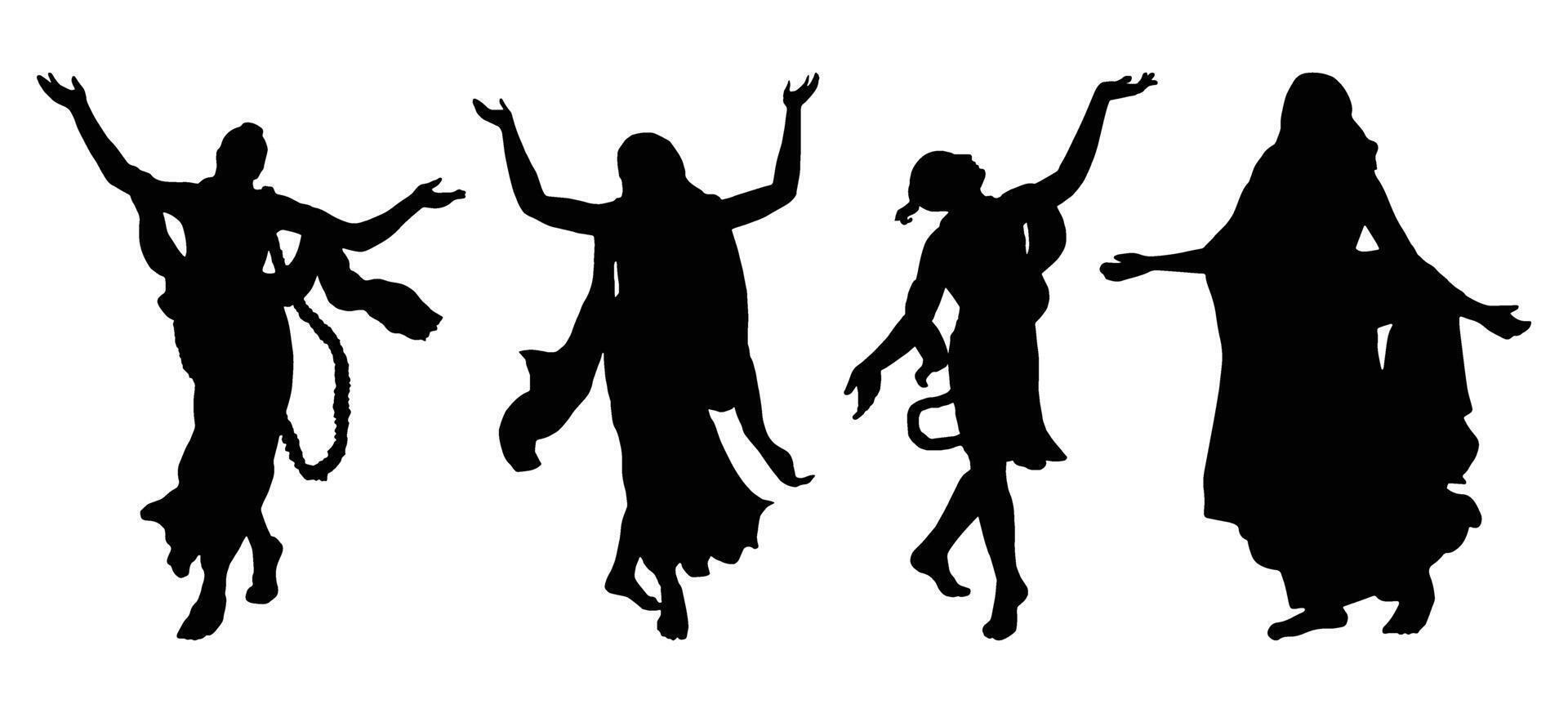 Mahaprabhu silhouette set spiritual dancing black and white vector