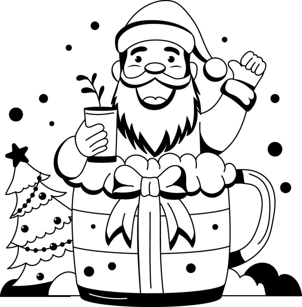 Character based glyph illustration of happy santa vector