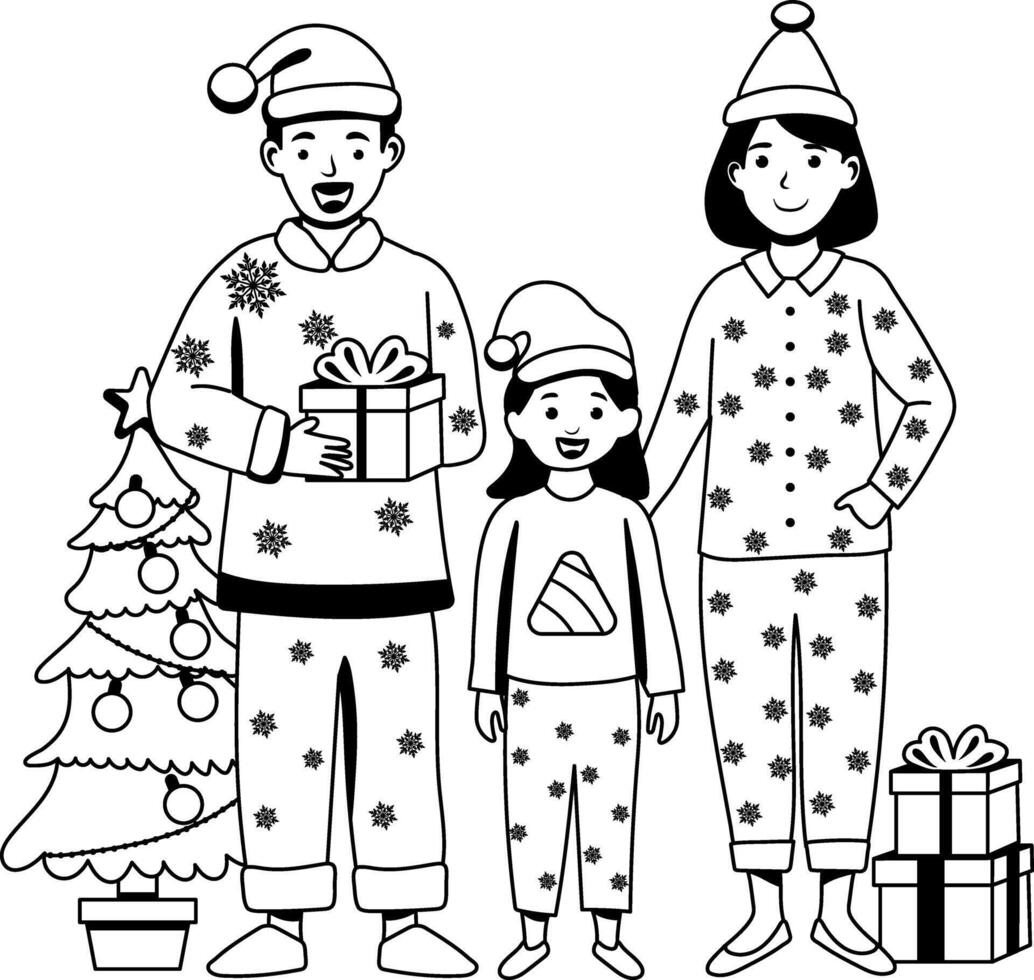 People enjoying xmas party glyph illustration vector