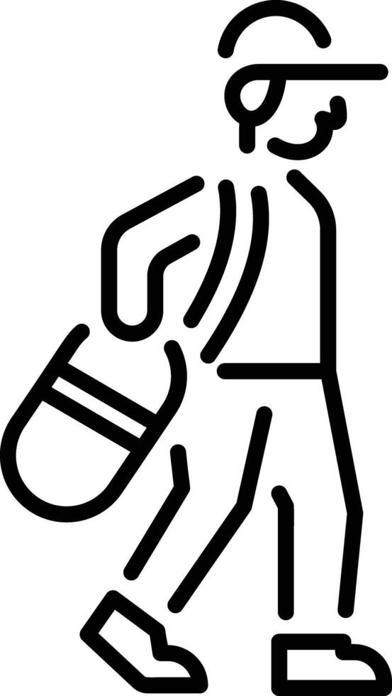 A line icon of a sports character caring bag on his shoulder vector