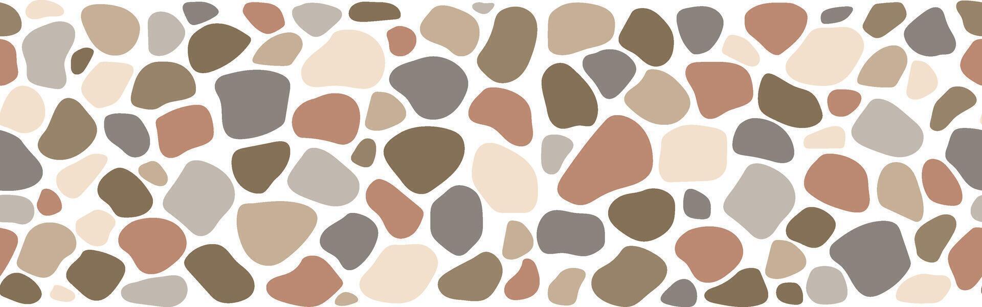 Cobblestone mosaic seamless pattern, border, road, stone texture. abstract repeat background, street vector