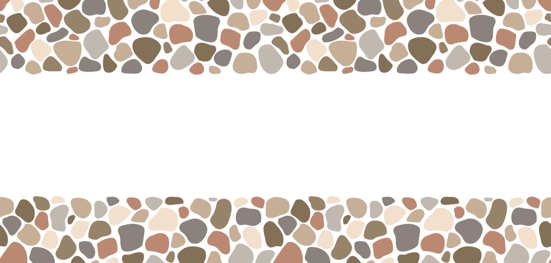 Cobblestone seamless border, stone texture. abstract repeat rock frame vector