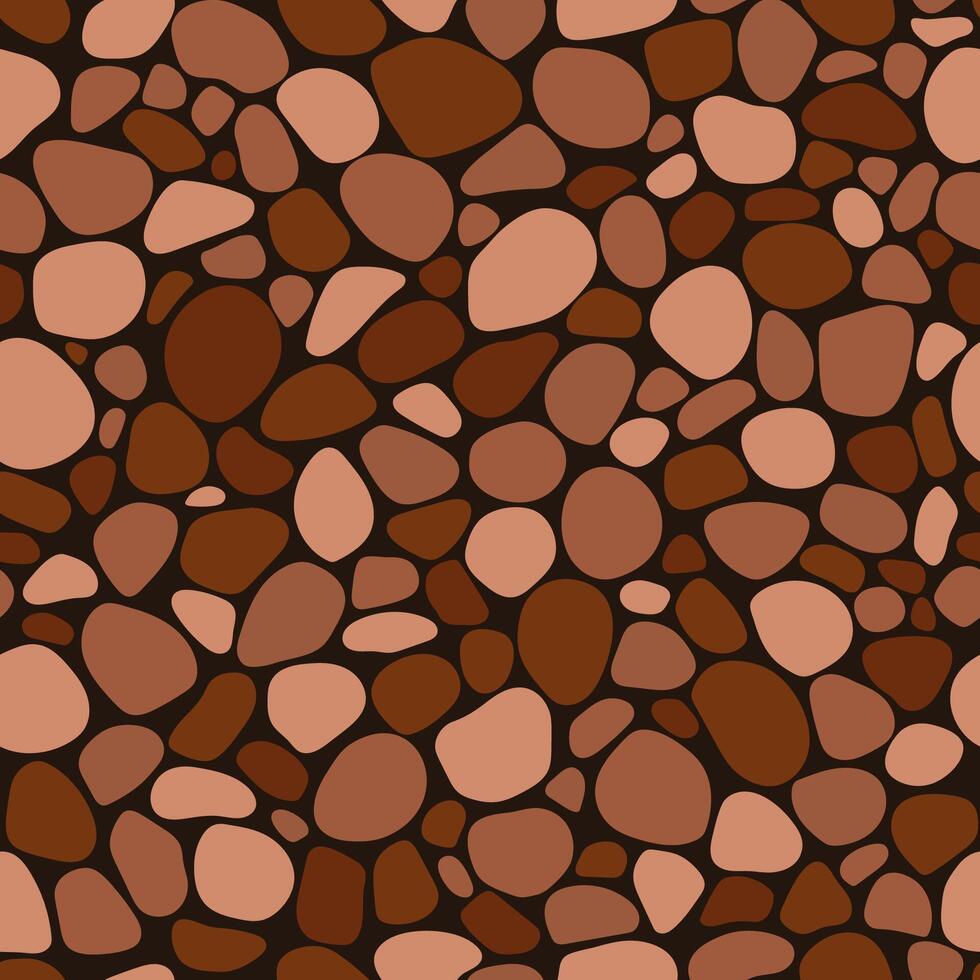 Cobblestone mosaic seamless pattern, brown stone texture. abstract repeat background vector