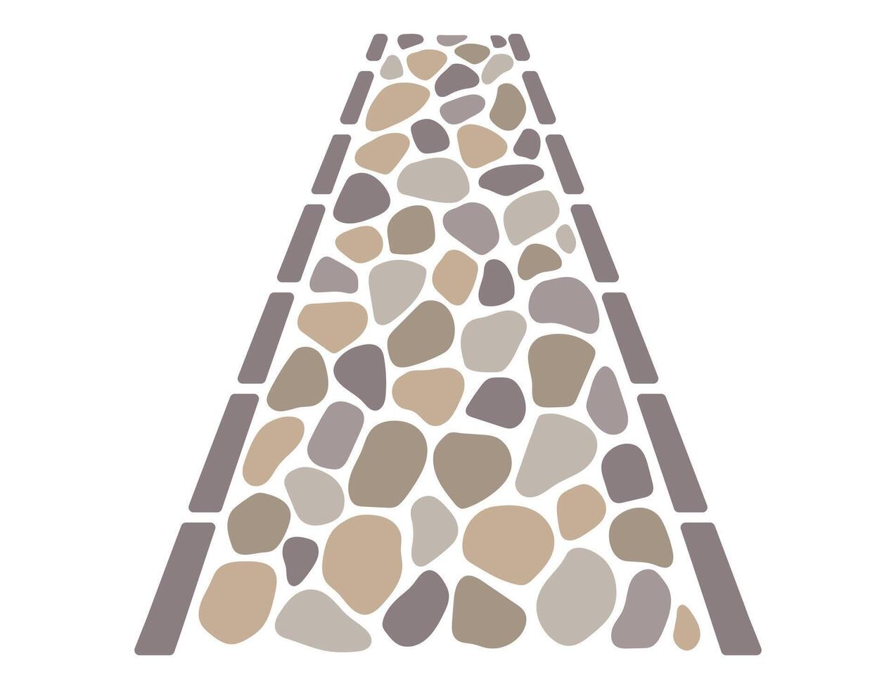 Cobblestone garden road, irregular stone texture. sidewalk, old gravel path on white background vector