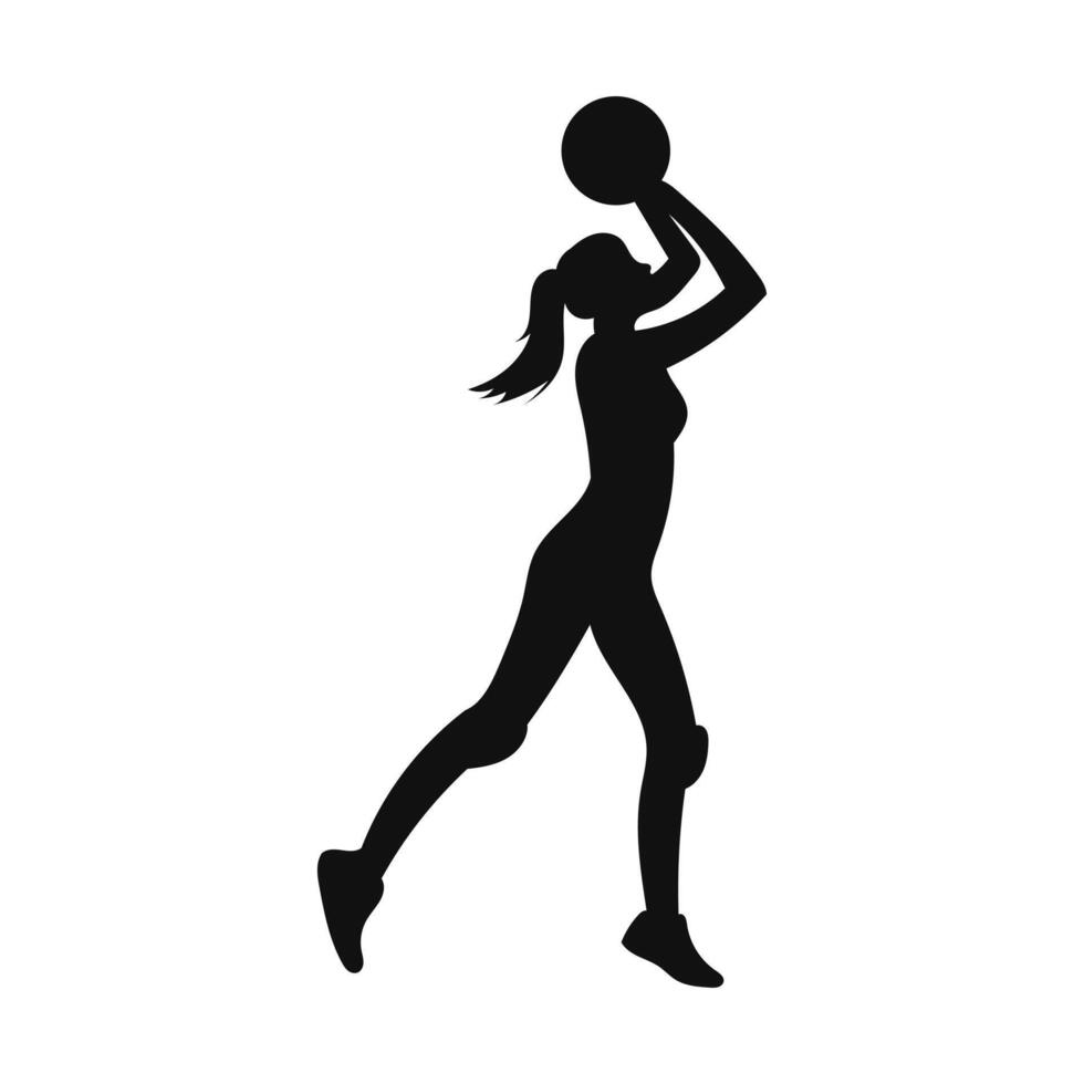 silhouette of silhouette of woman with a ball vector