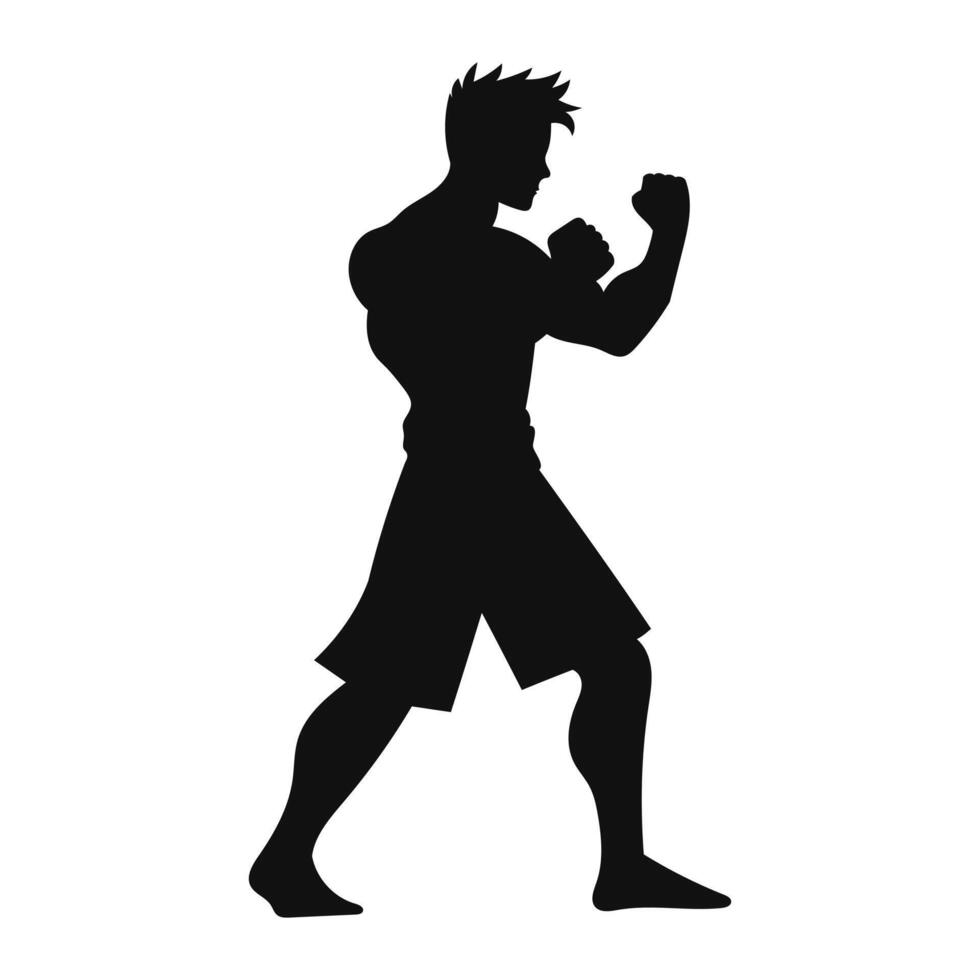 silhouette of man, boxer vector