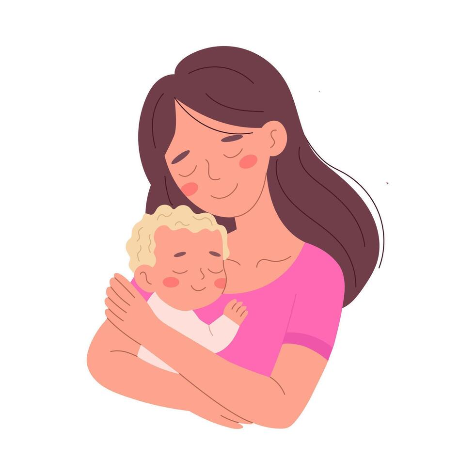 Mother with a little child. illustration. vector