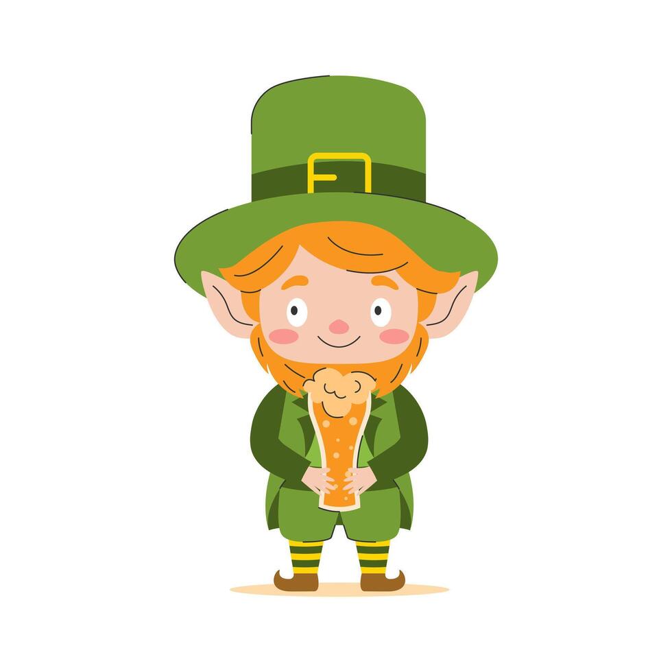Leprechaun with a glass of beer. illustration. vector