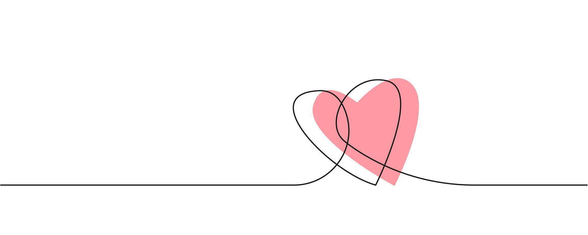 Continuous line of heart. Hand drawn doodle heart continuous line. Valentine's day theme. Editable line vector