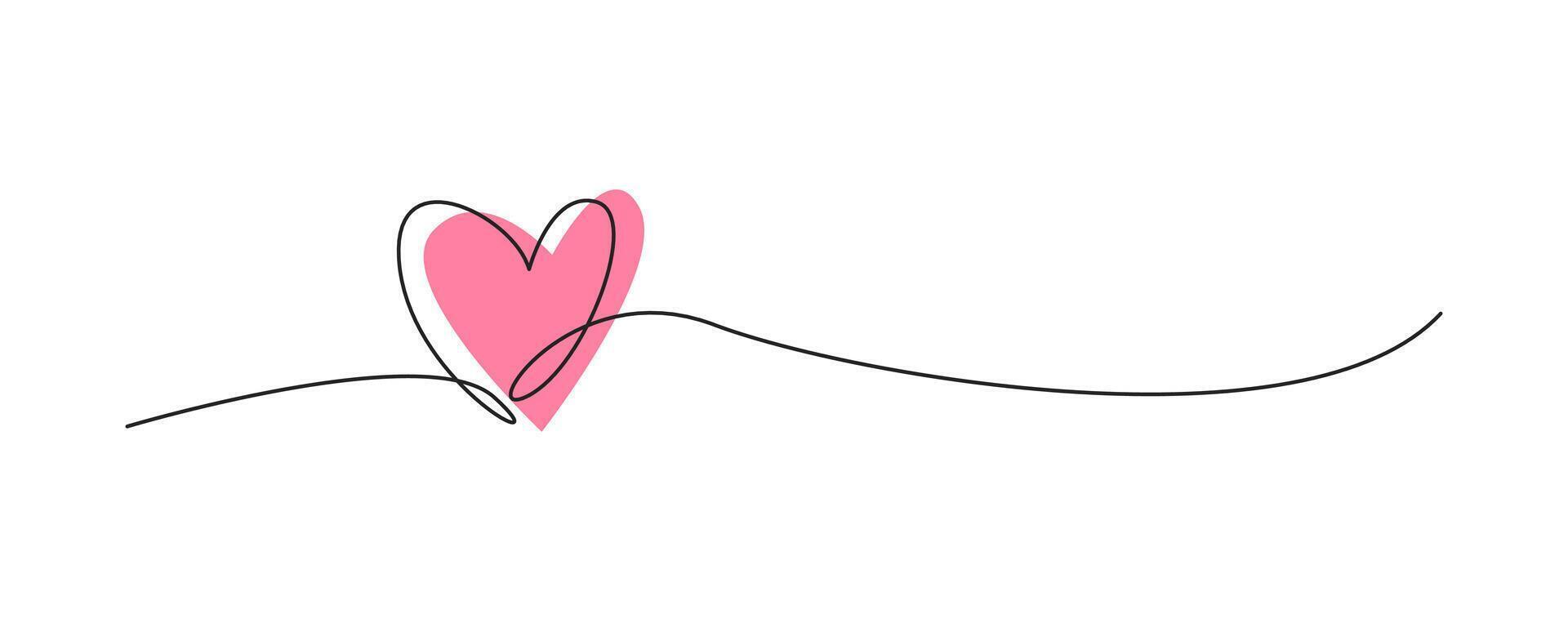 Heart line art drawing. Valentine's day. Heart continous line. Editable line vector