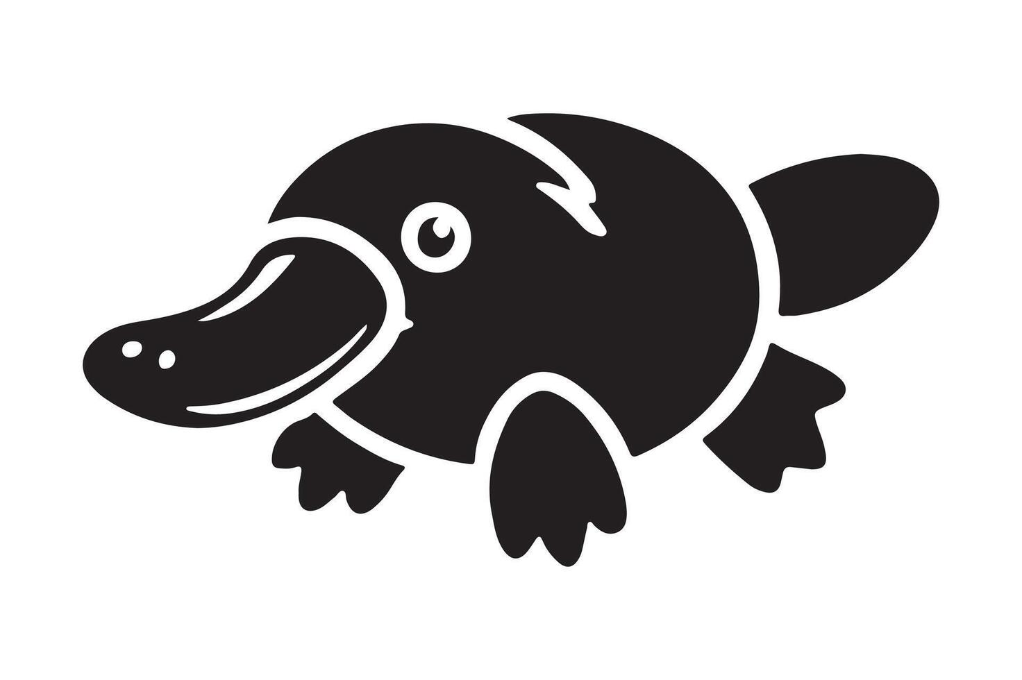 Black Platypus Symbol Simple Animal Silhouette vector
