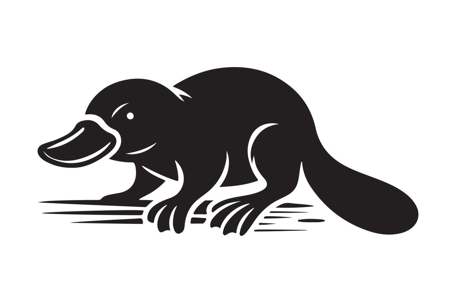 Black Silhouette of Platypus Illustration vector