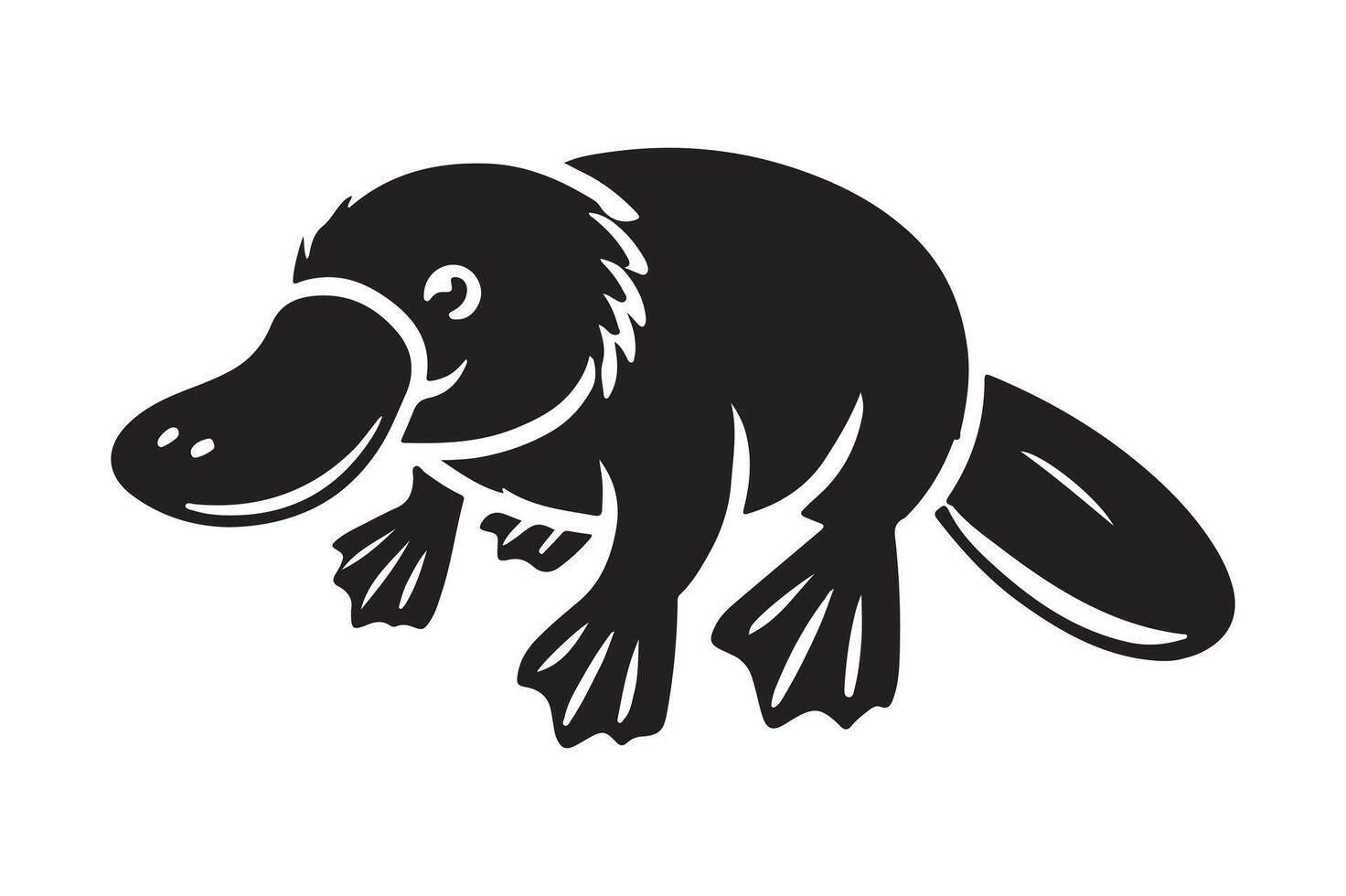 Flat Black Platypus Silhouette Graphic vector