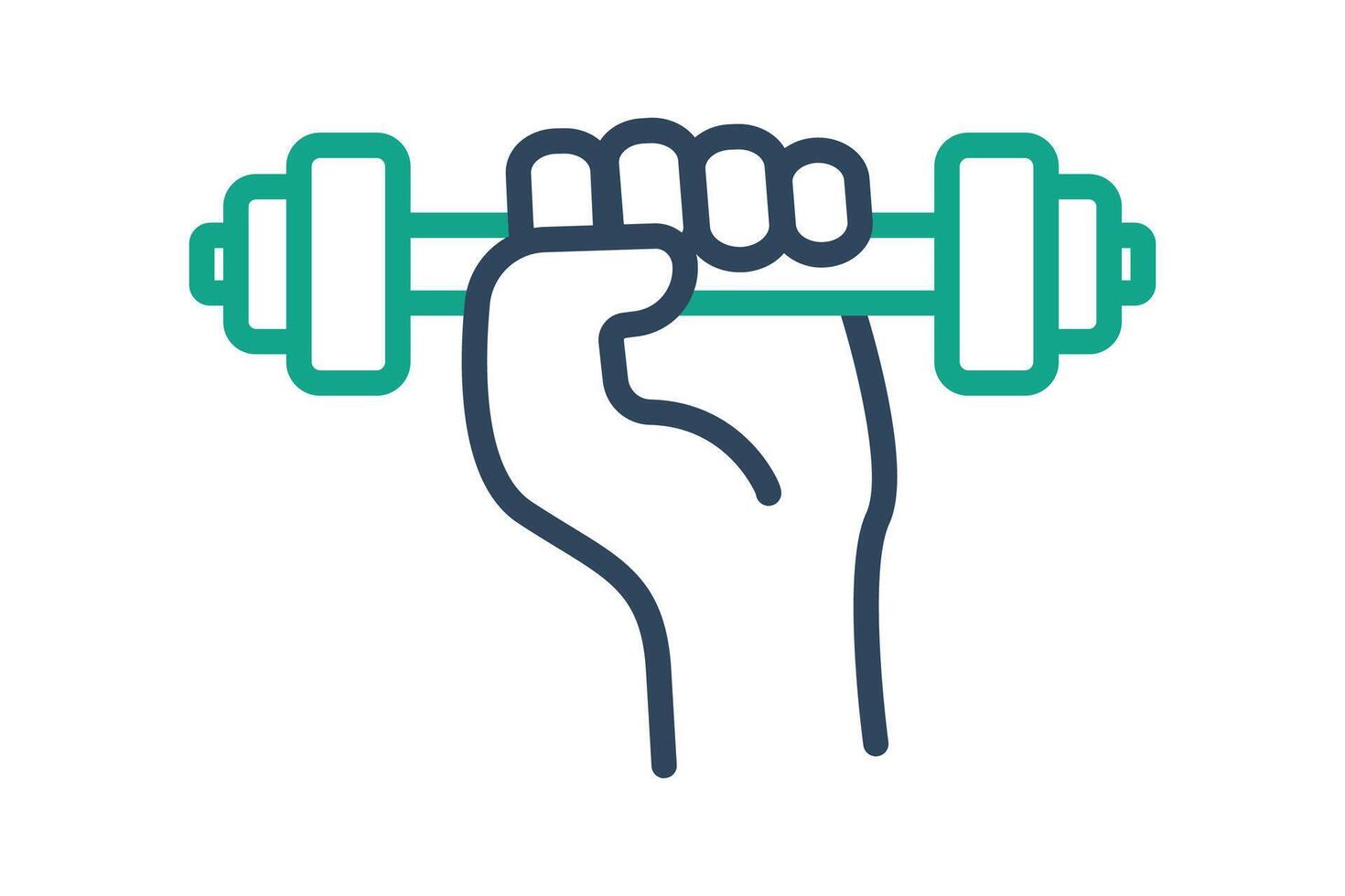Gym icon. line icon style. hands holding dumbbell. icon related to and fitness. gym elements illustration vector