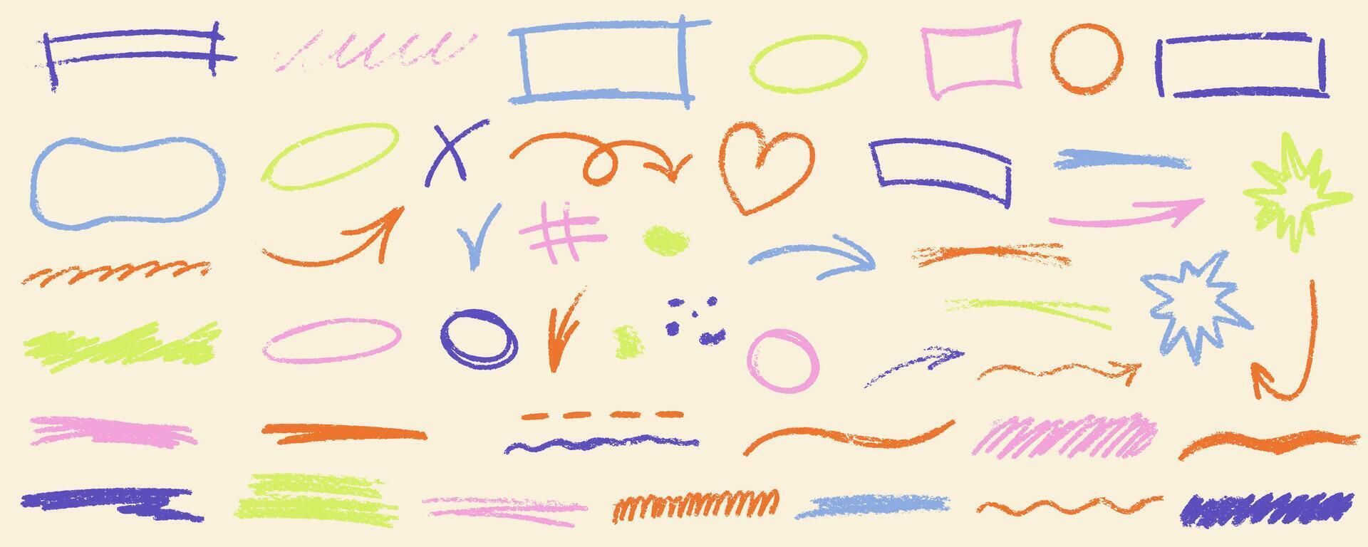 A collection of different colored scribbles on a beige background vector